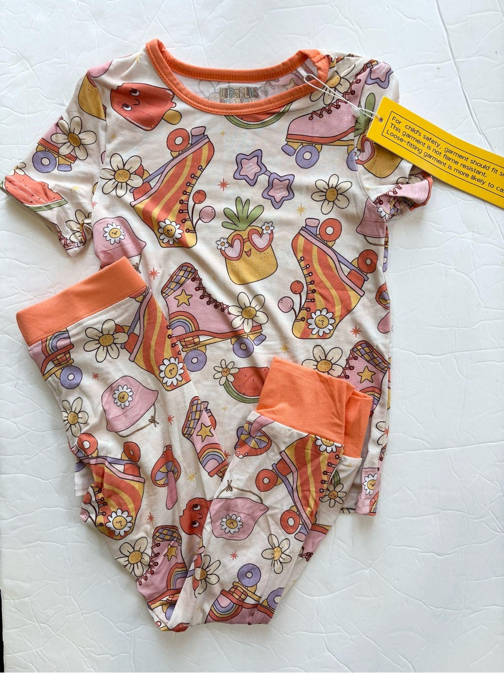 Lil Darlins Boutique Retro Girlie Bamboo Short Sleeve Pajama Set 4T New